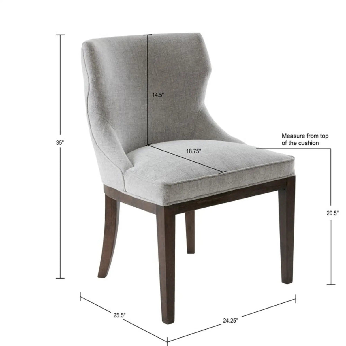 Hutton Dining Side Chairs | Set Of 2 | Gray | 4.5 Inch Thick Seat Cushion