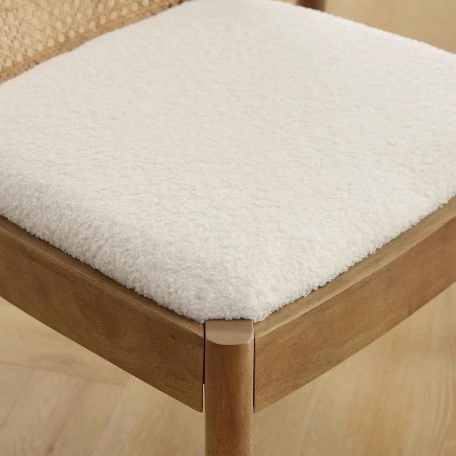 Mid Century Dining Chairs White Sherpa Upholstered from PriceLows™