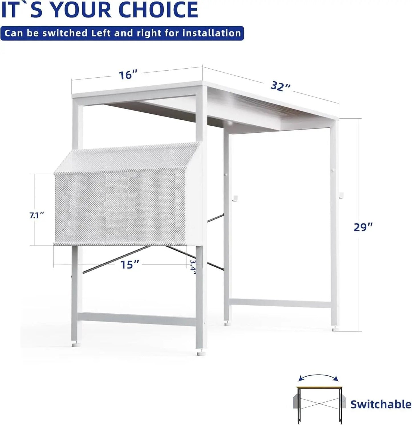 32 Inch Computer Desk With Storage Bag And Headphone Hook from PriceLows™