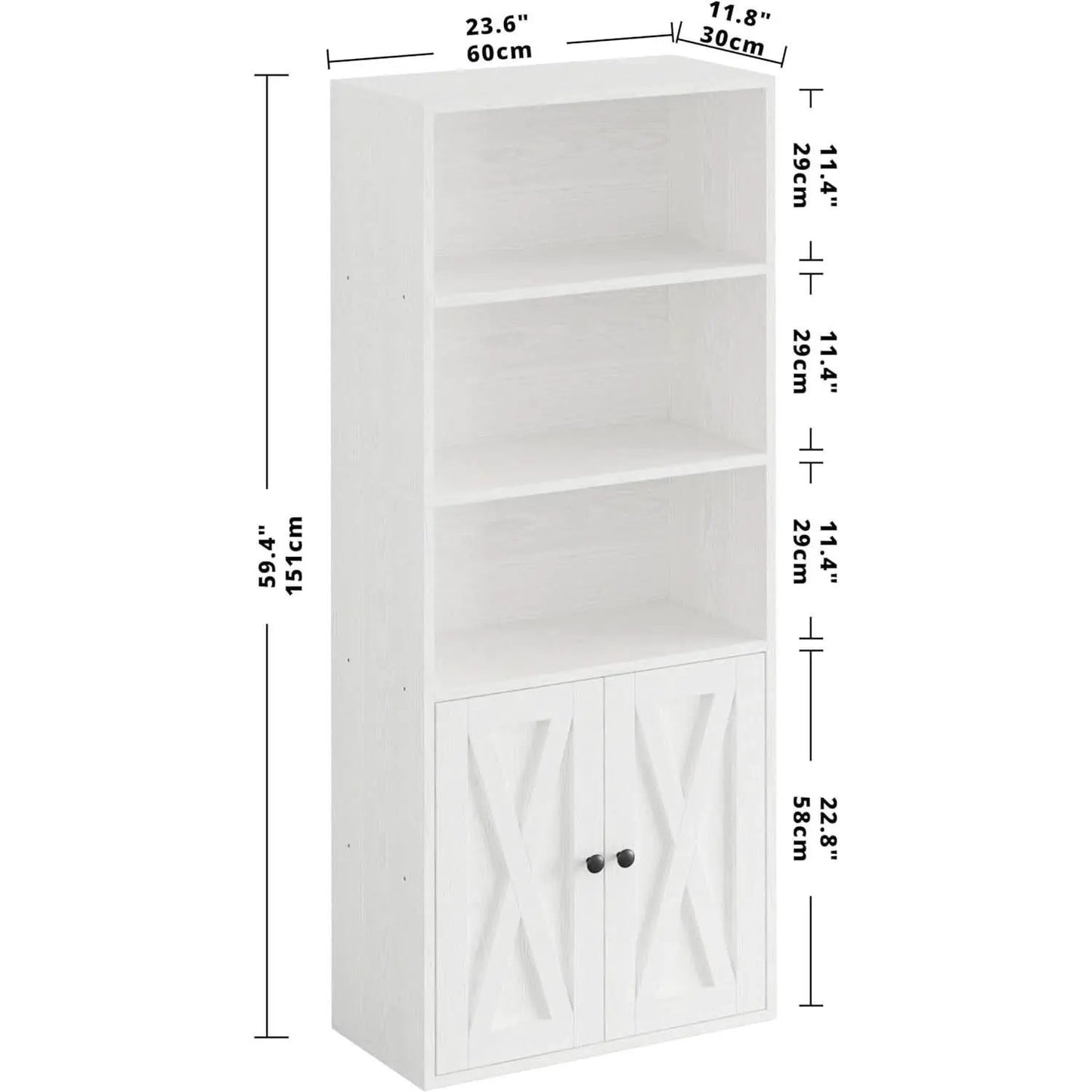 Industrial Bookshelf With Doors 11.8 Depth 5 Shelf Bookcase from PriceLows™