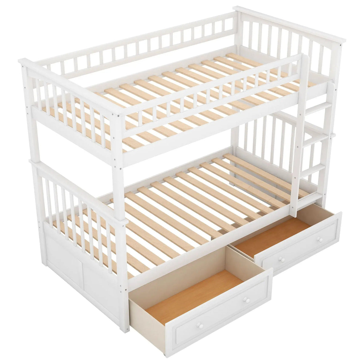 Twin Over Twin Bunk Bed | With Storage Drawers | Convertible | Twin Size
