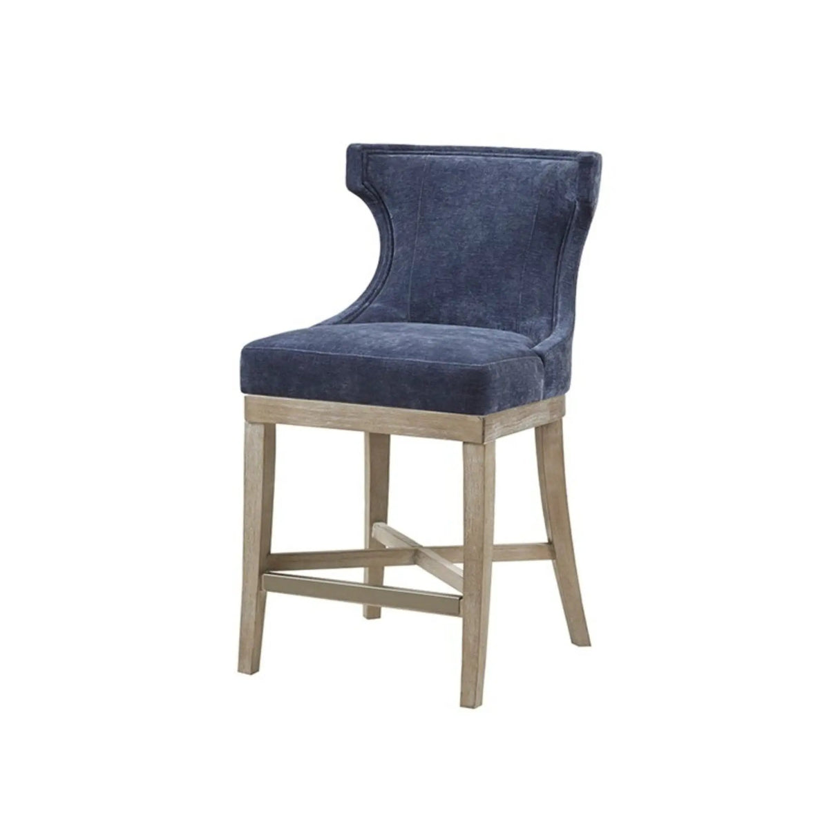 Carson Swivel Counter Stool | Wingback Shape | Piping Details | Solid Wood Legs