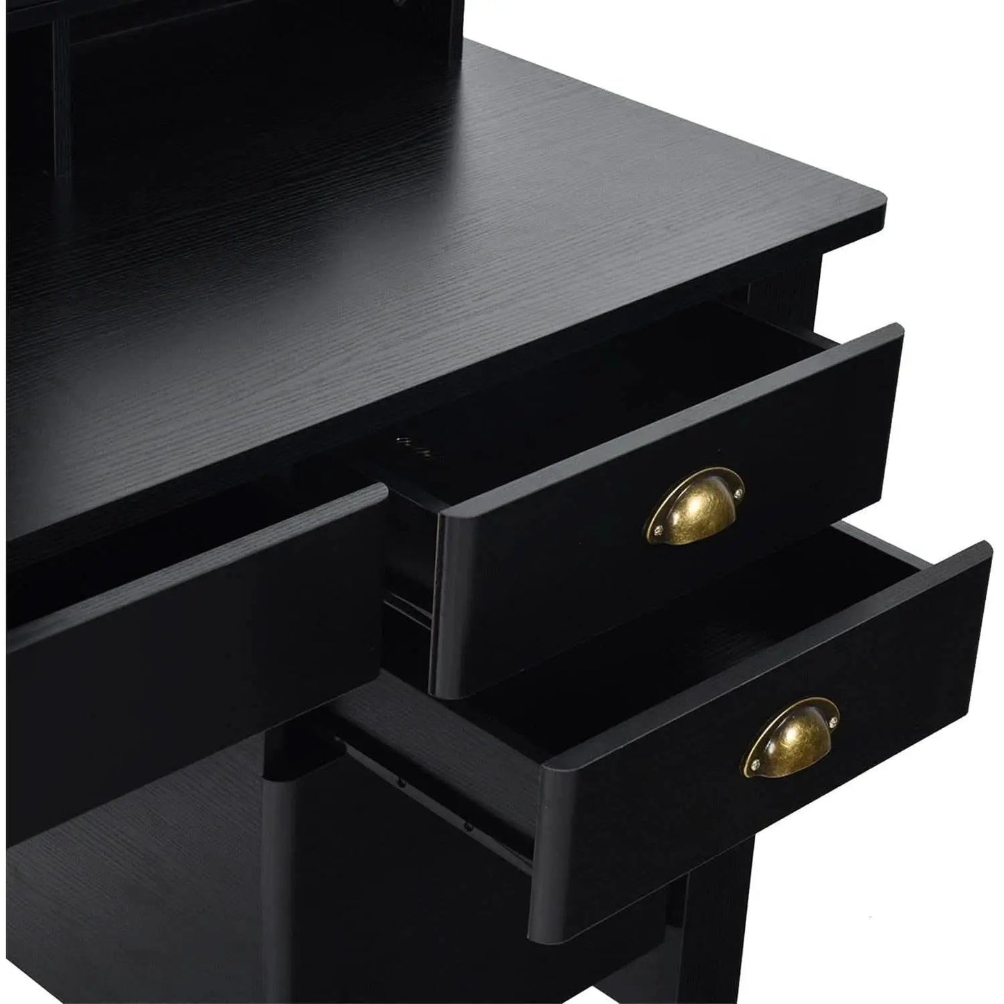 Matte Black Desk With Drawers And Hutch For Home Office from PriceLows™