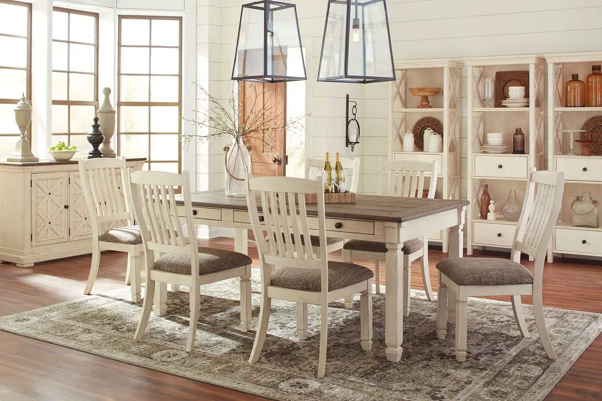 Bolanburg Dining Table Set | 5-Piece Rectangular | Two-Tone Oak And Acacia | Antique White