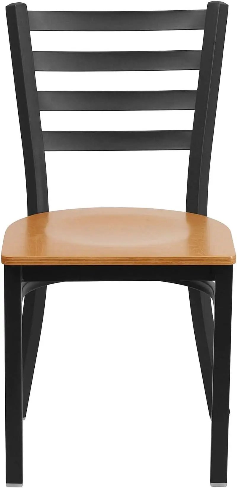 Hercules Series Black Ladder Back Metal Dining Chair Set of 2 With Natural Wood Seat from PriceLows™