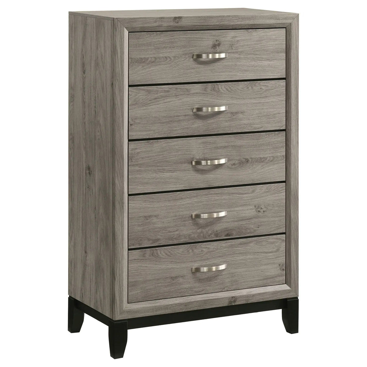 Valen 5-drawer Bedroom Chest of Drawers Light | 31.25 x 16.25 x 50.5 in | Rubberwood & Engineered Wood | Taupe