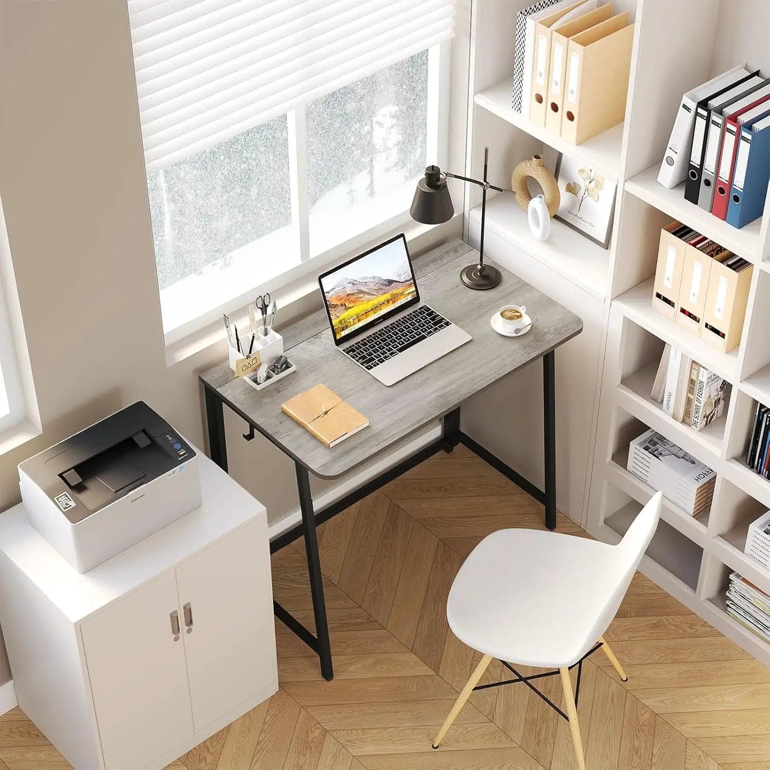 Folding Desk 31.5 Inch Gray Wash Fits Small Spaces from PriceLows™