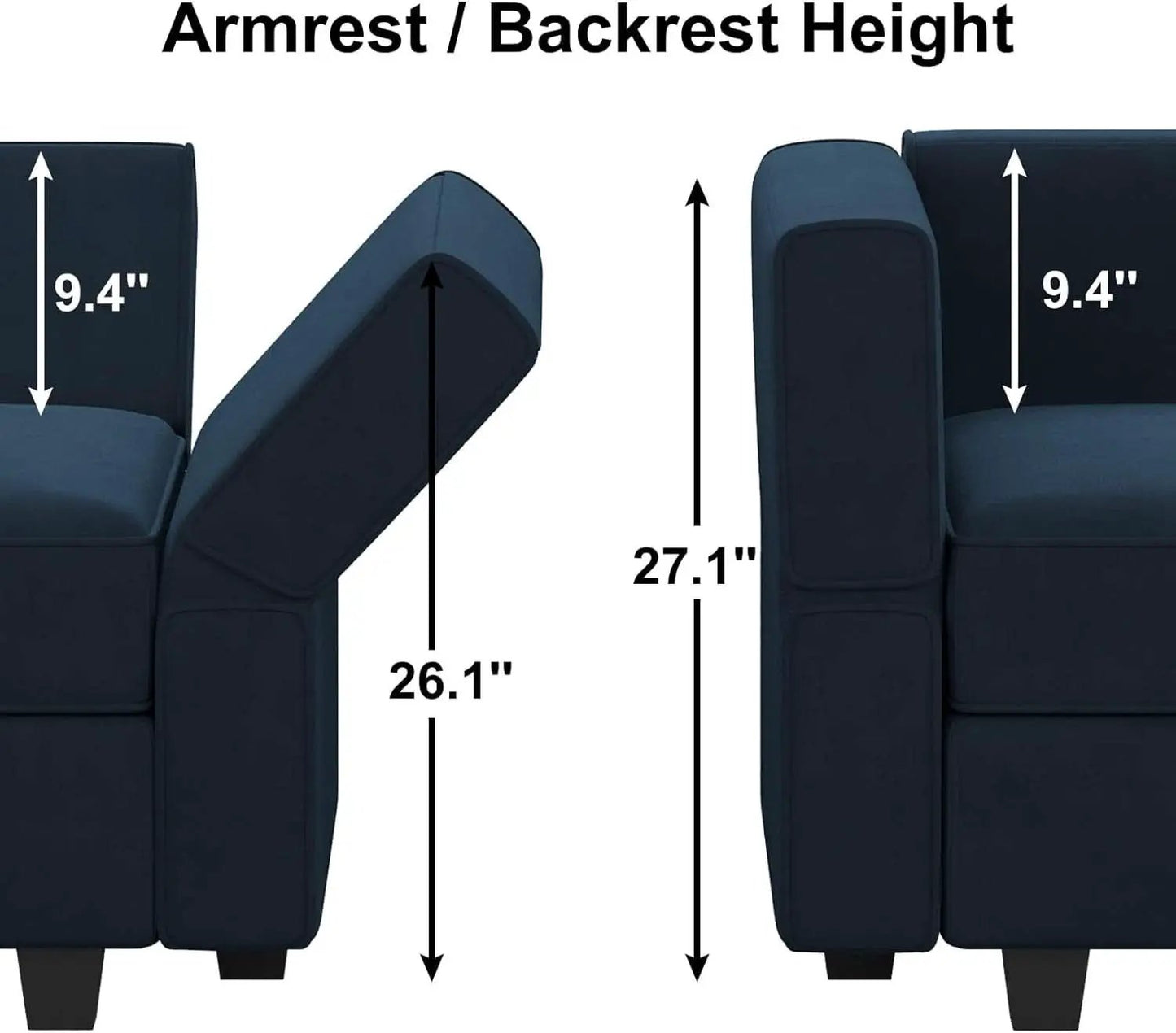 Modular Velvet Sectional Sofa Blue With Storage Ottoman from PriceLows™
