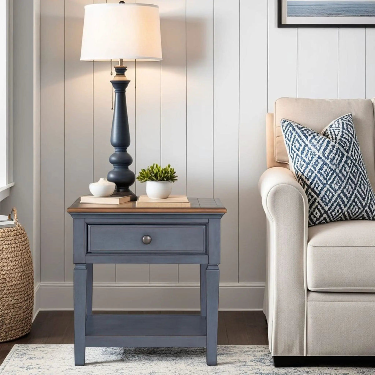 End Table - | 24 x 24 x 24 in | Wood | Blue