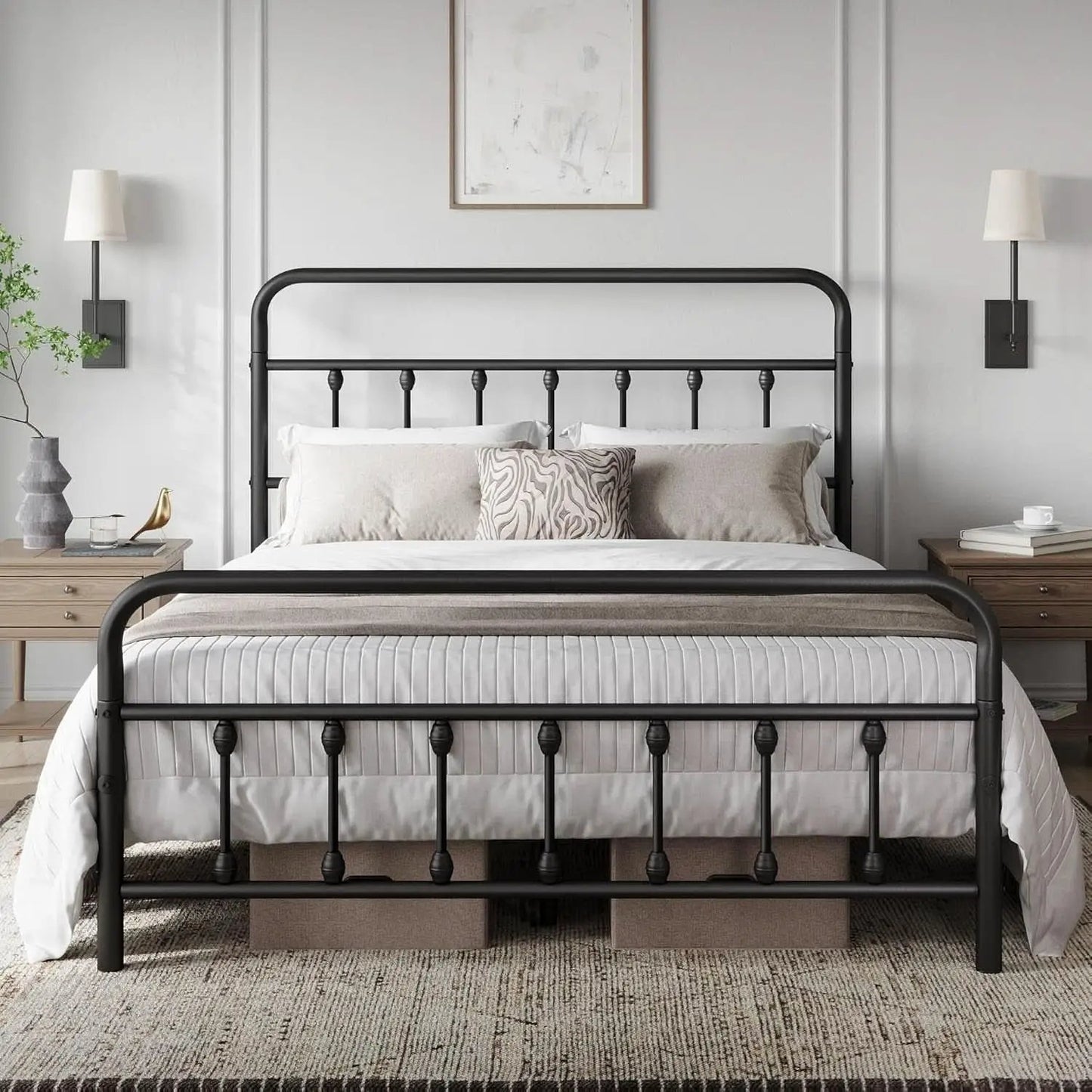 Queen Size Metal Platform Bed Frame With Storage Black from PriceLows™