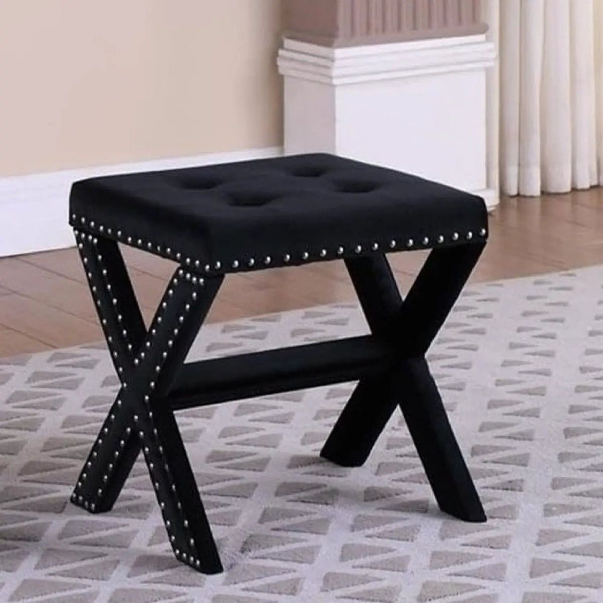 Upholstered Accent Bench | Nailhead Trim | Tufted Seat Cushion