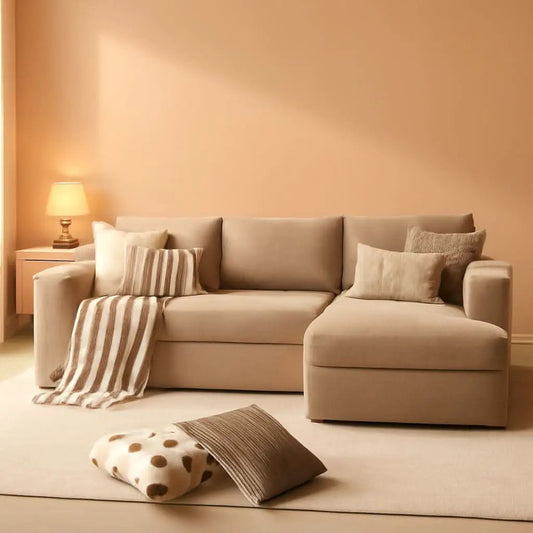 104 Inch Cloud Sectional Couch With L Shaped Chaise Modern Modular Sofa In Camel Corduroy Fabric from PriceLows™