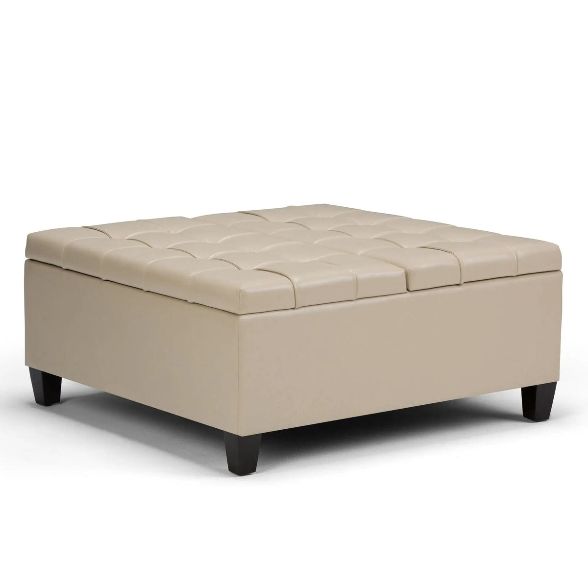 Coffee Table Storage Ottoman | Lift Top Hinge | Solid Wood Base | Large Square