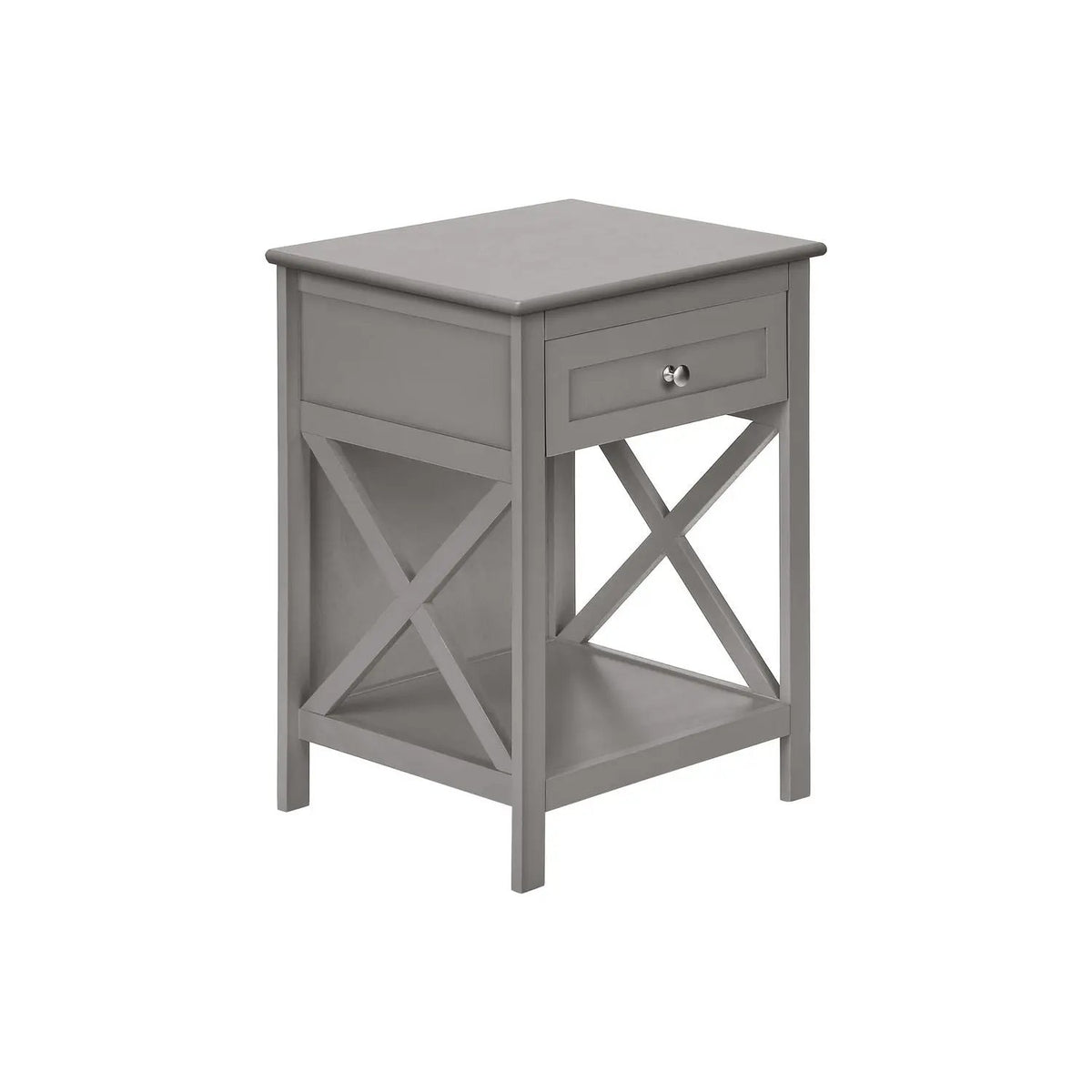 2-Tier Accent End Table | 25 Inch Height | Paneled Storage Drawer | Transitional Style