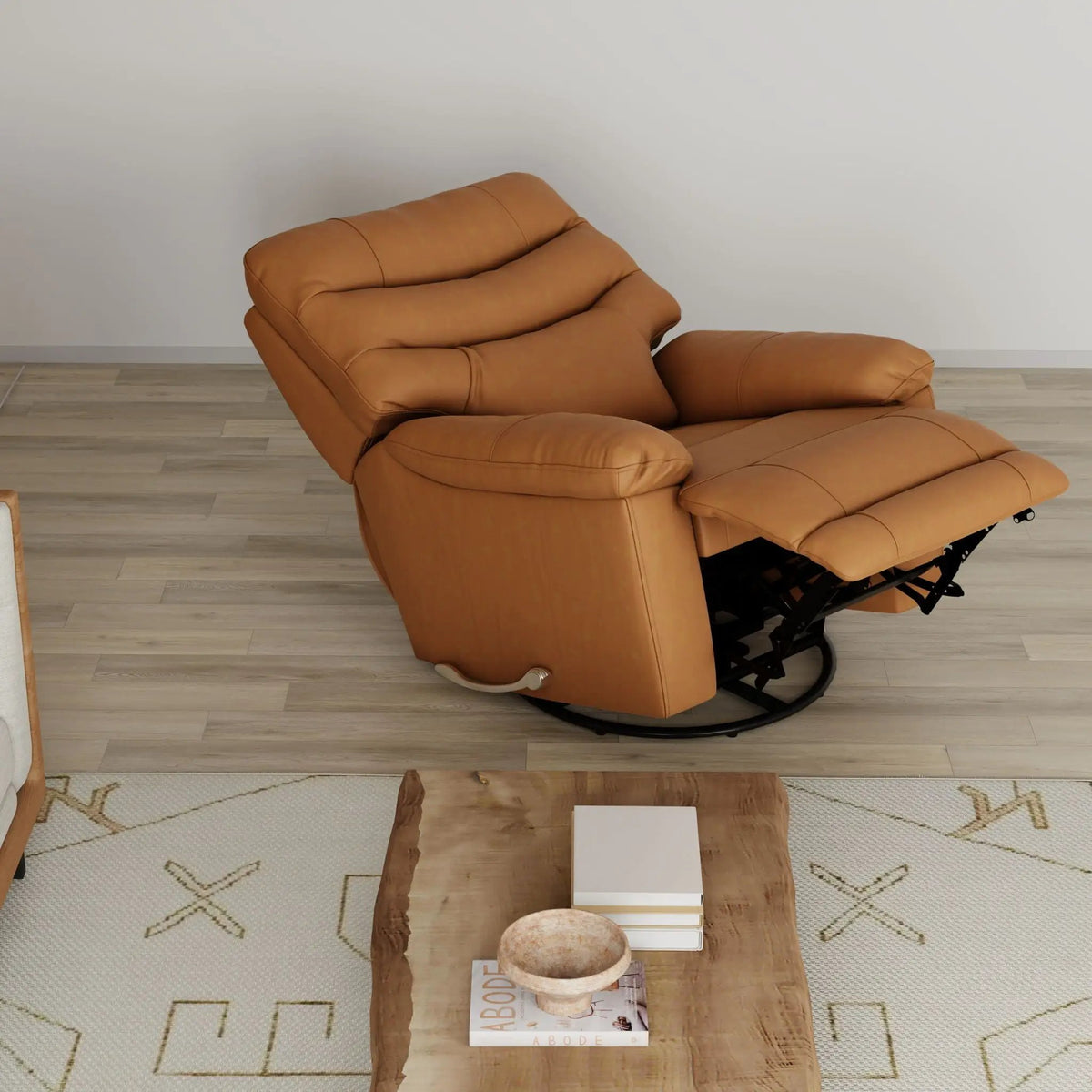 Oslo Antelope Swivel Glider Recliner | Manual Footrest | 360 Degree Swivel Base | No-Sag Suspension
