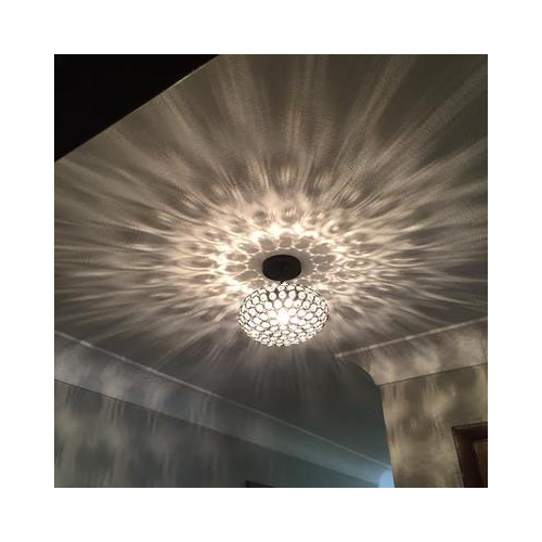 Semi Flush Mount Light | 9 Inch Wide | Chrome And Cut Glass Beads | 1 Light