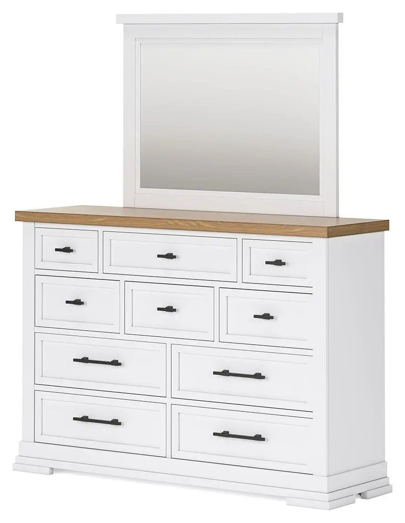 Dresser With Mirror | White Oak Top | Black Hardware | Modern Farmhouse