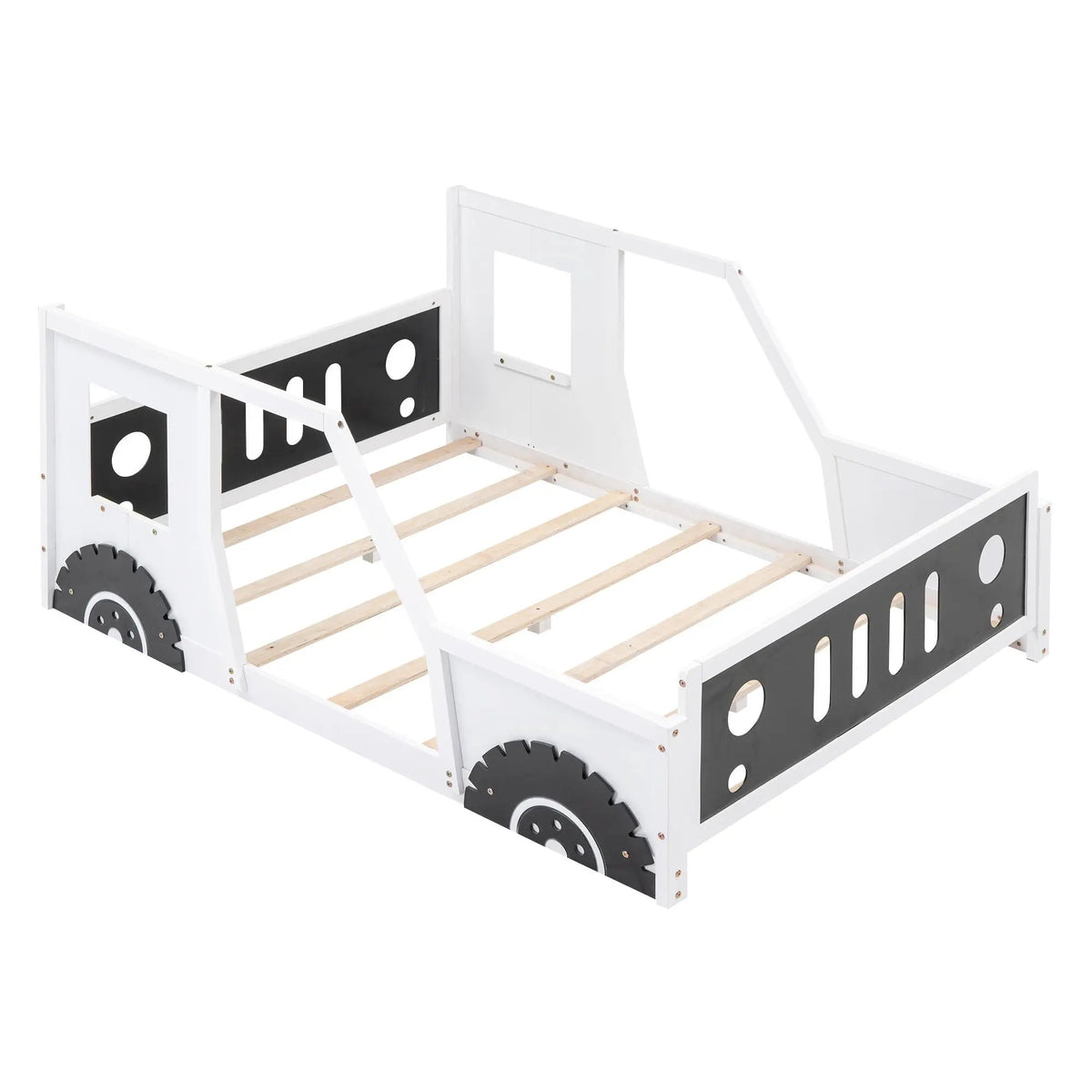 Car Shaped Platform Bed | Solid Pine Wood | Decorative Wheels