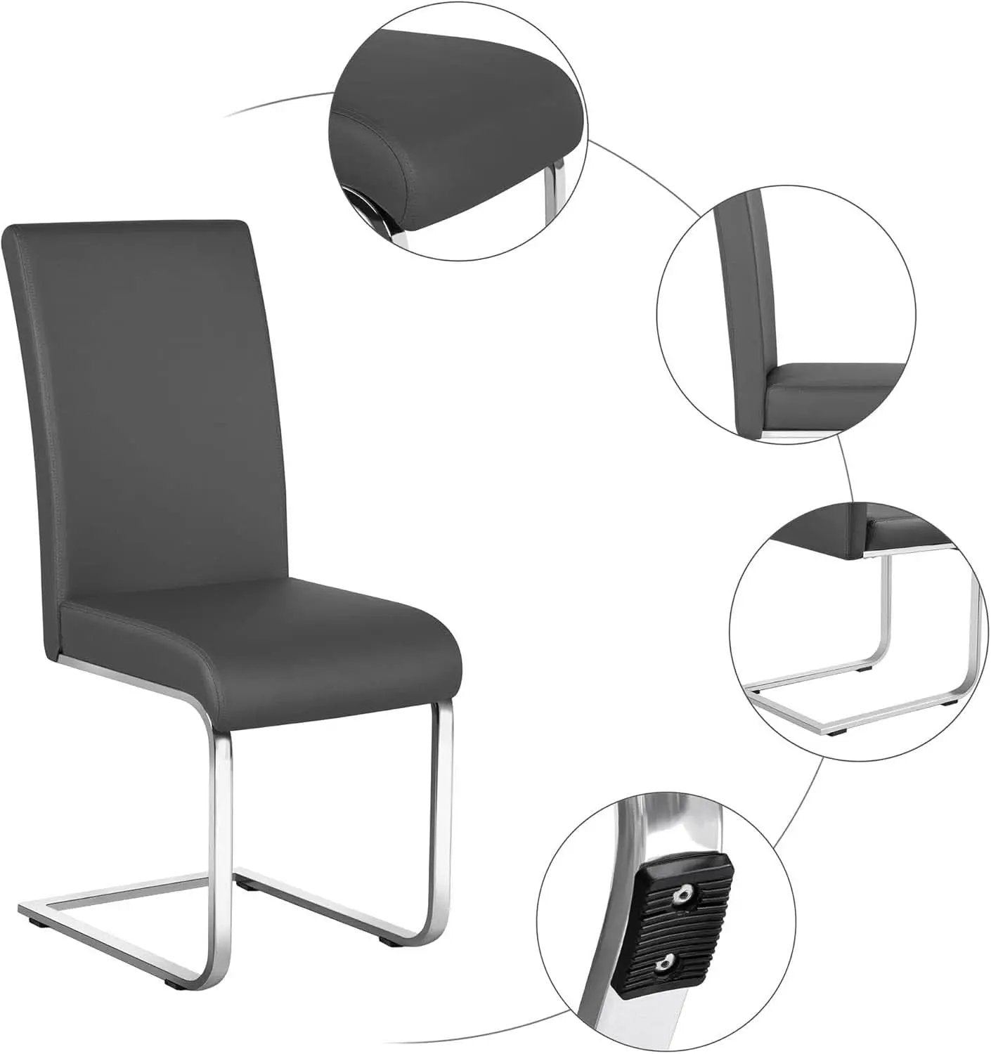 Gray High Back Leather Dining Chairs Set Of 2 For Kitchen from PriceLows™