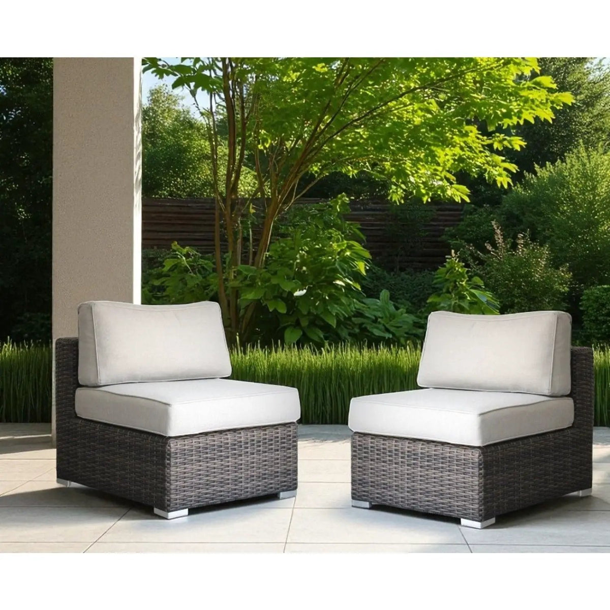 Minnesota Armless Patio Chairs | Set Of 2 | HDPE Wicker Frame | Fully Assembled