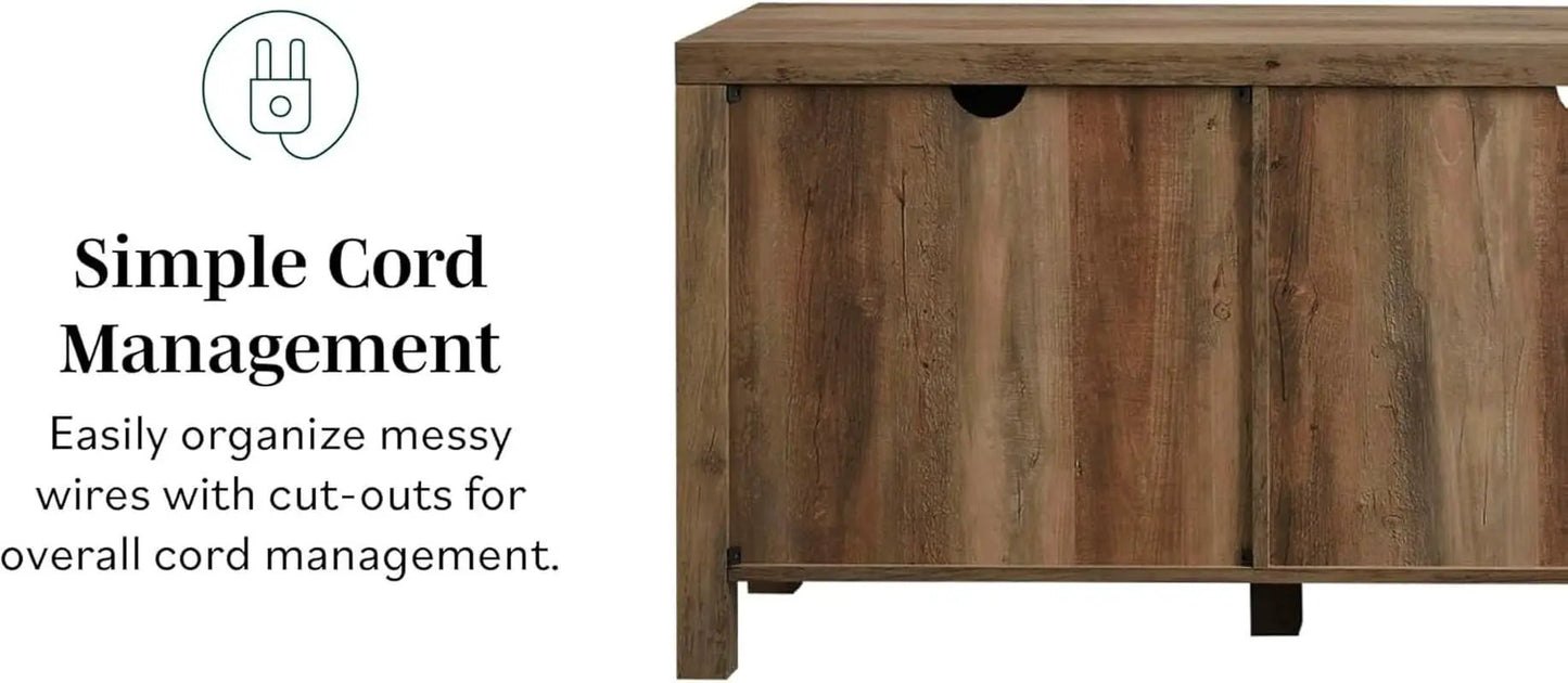 Rustic Oak TV Stand With Double Barn Doors Up To 80 Inch from PriceLows™