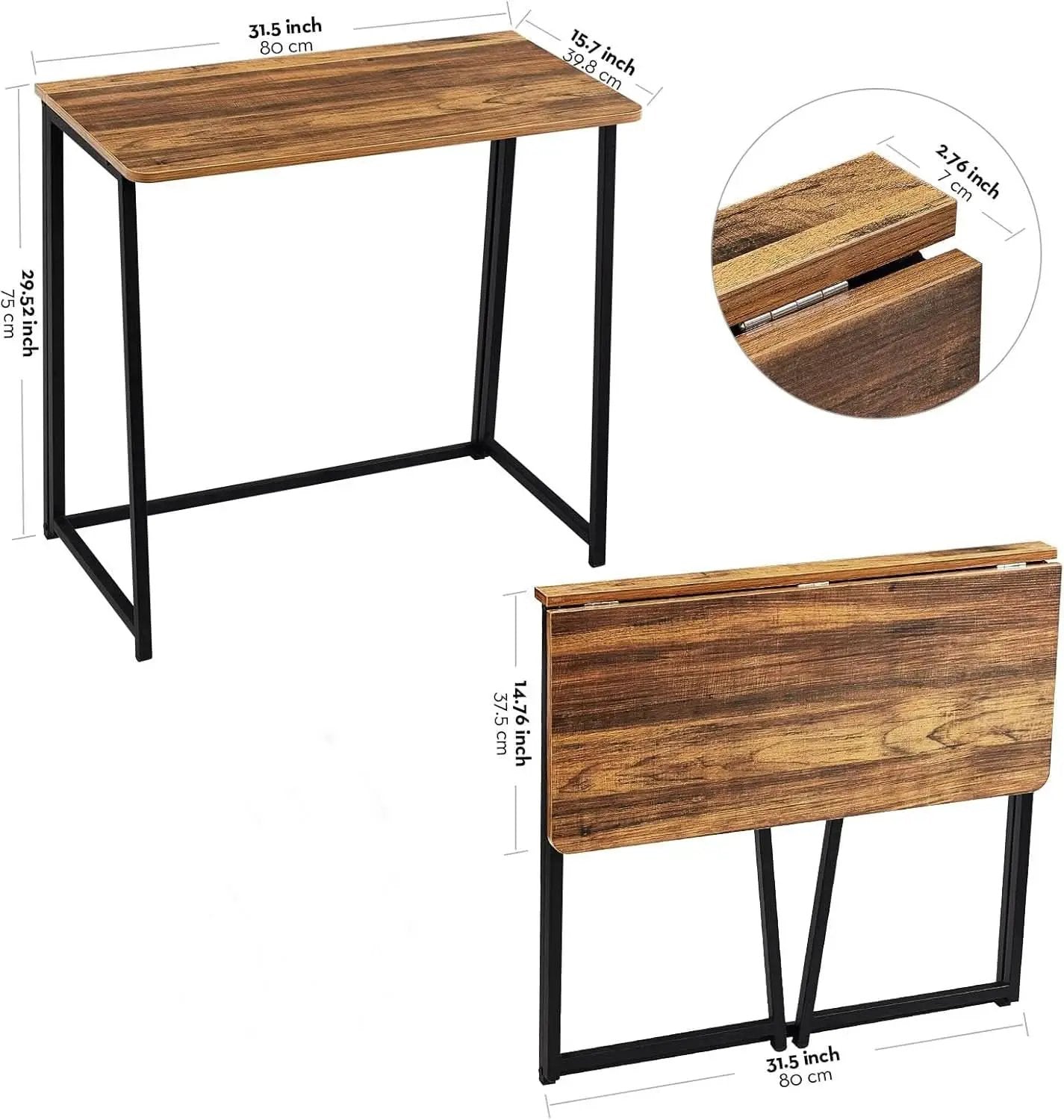 31.5 Inch Folding Computer Desk Space Saving Rustic Walnut from PriceLows™