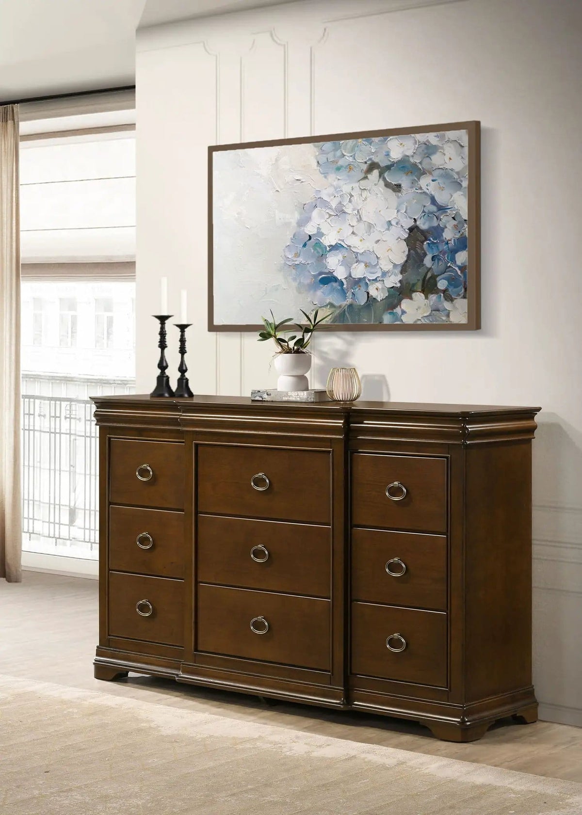 Garland 9-drawer Bedroom Dresser Cabinet Brown | 68 x 18.75 x 42.25 in | Cedar | Cherry