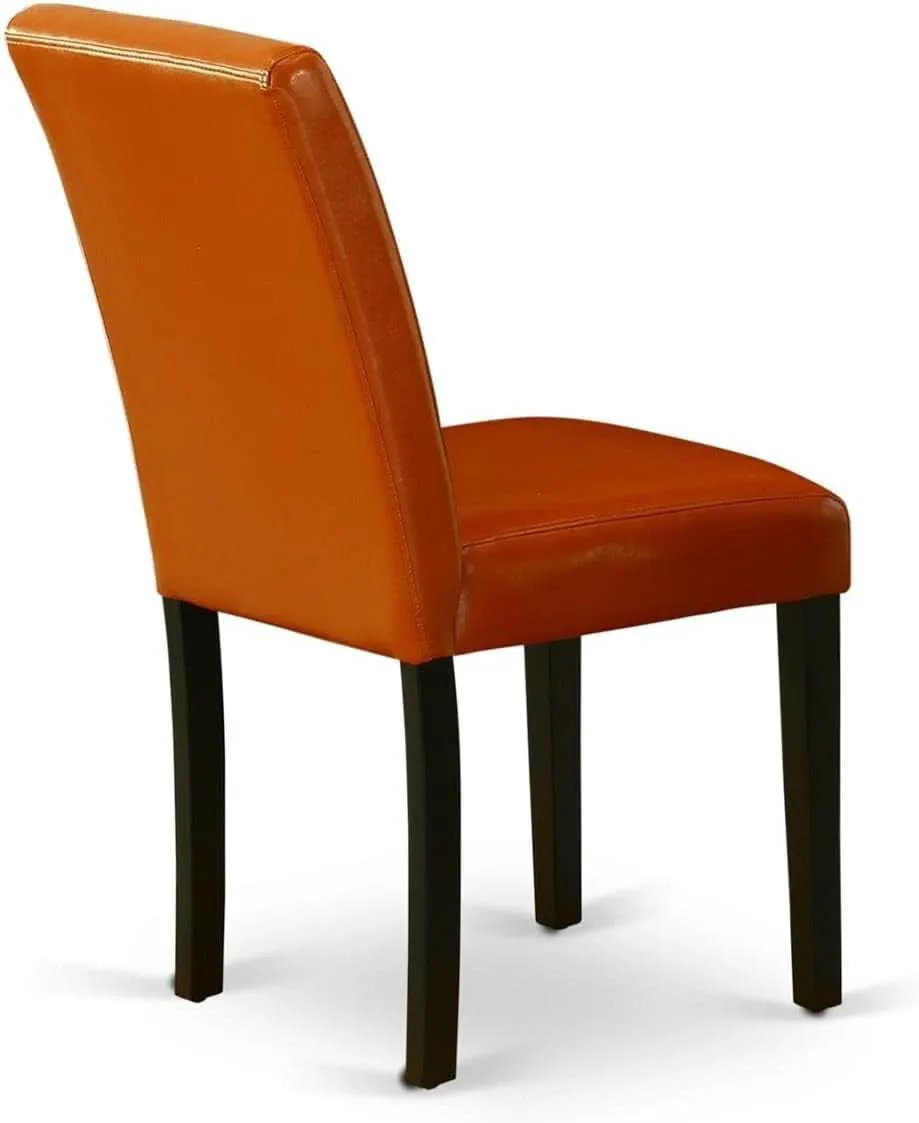 Parson Dining Chairs Black Faux Leather Upholstered Set Of 2 from PriceLows™