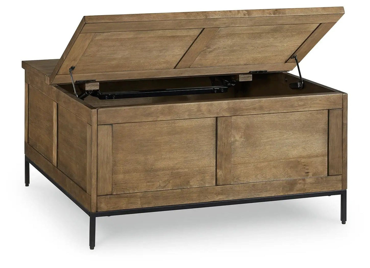 Torlanta Lift Top Cocktail Table | 36 x 36 x 18.5 in | Solid Wood & Steel | Brown