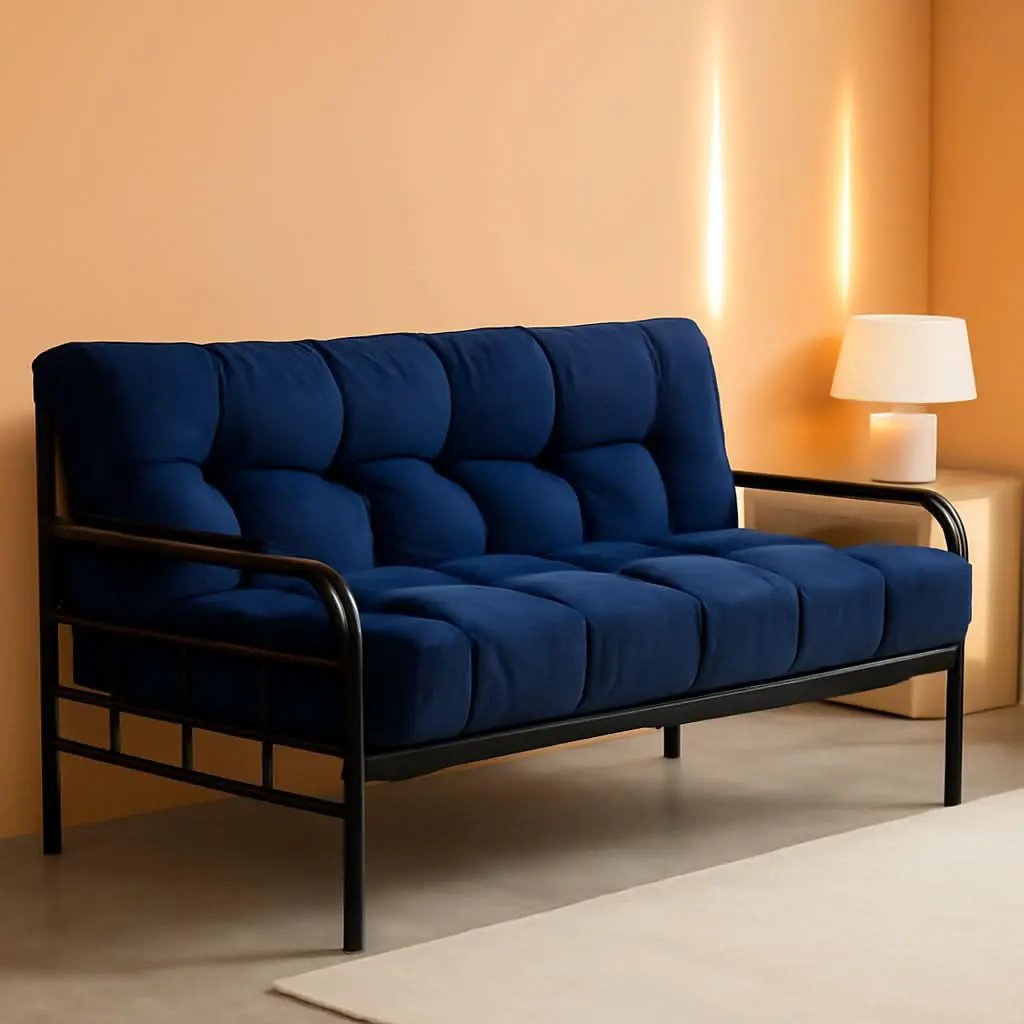 6-Inch Full-Size Futon Mattress Navy Tufted Shredded Foam from PriceLows™