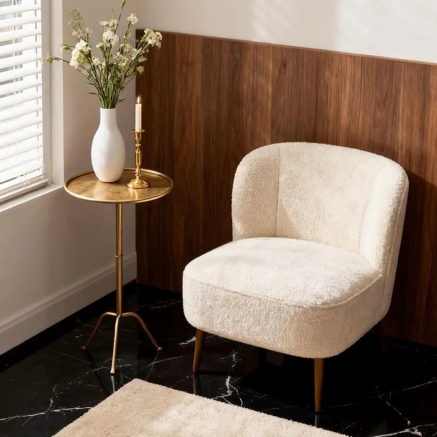 Antique Brass Martini Side Table Compact Raised Edge from PriceLows™