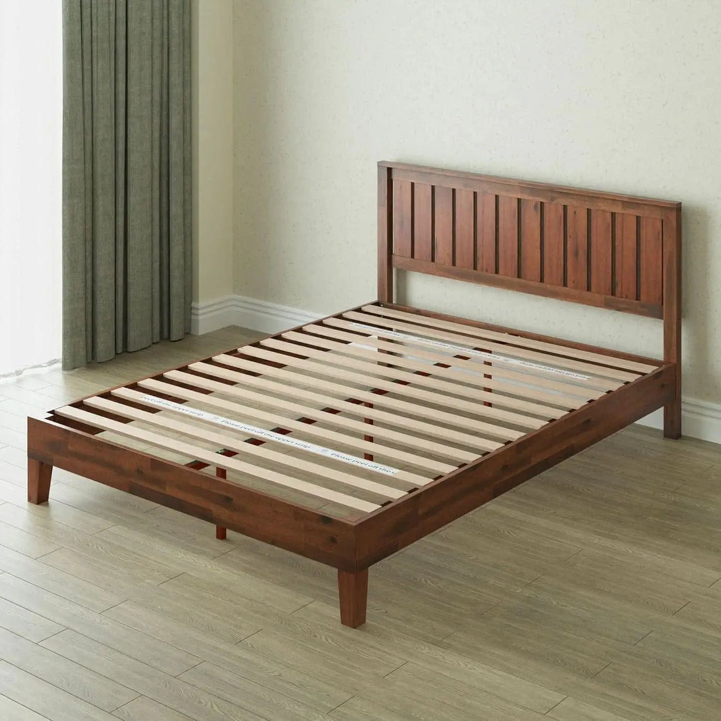 Queen Wood Platform Bed Frame With Headboard And Slats from PriceLows™