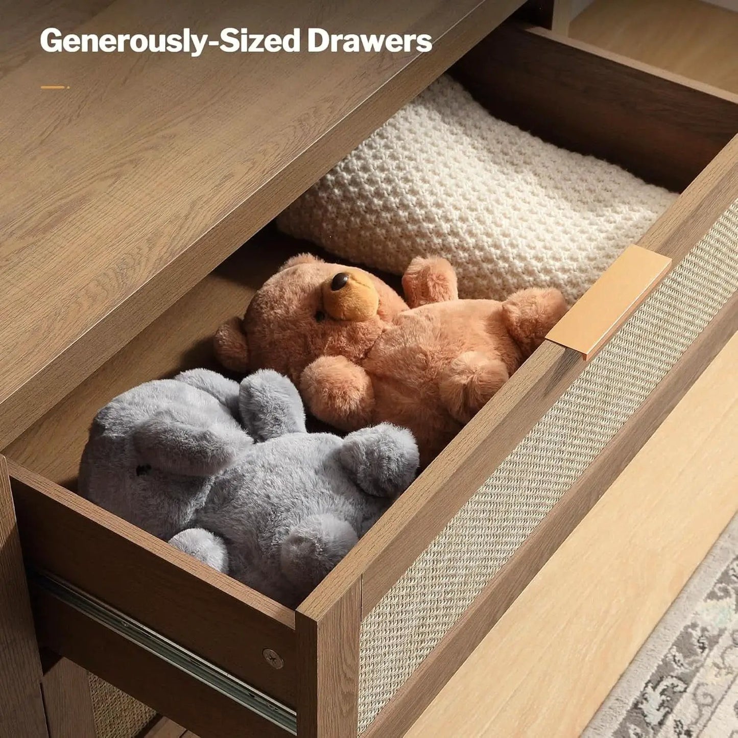 Rattan Dresser FiftySixPointNineInches Wide Six Drawer from PriceLows™