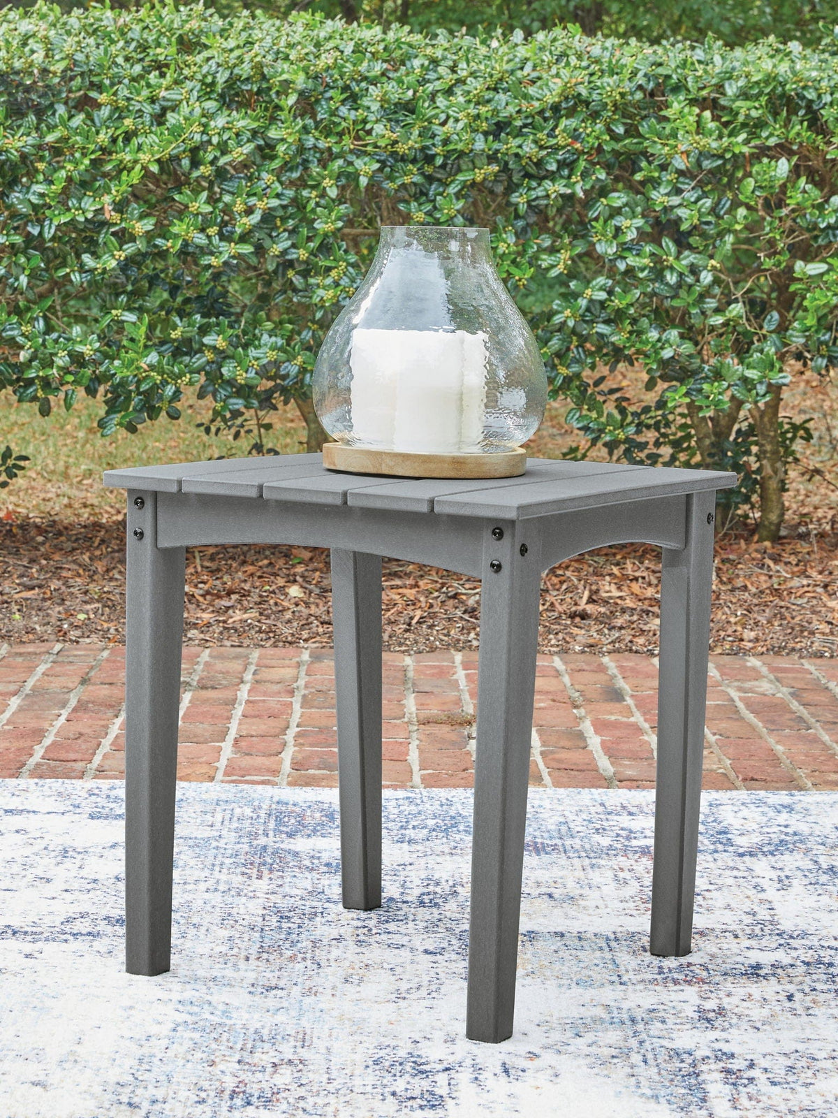 Cove Beach Square End Table | 21.38 x 21.38 x 23 in | Stainless Steel & Wood | Gray