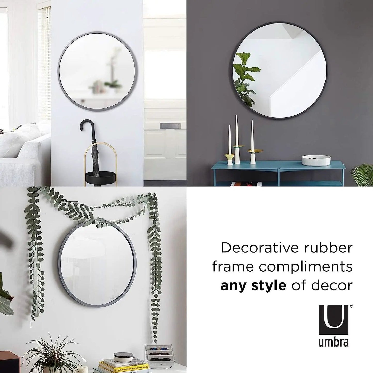 Round Rubber Wall Mirror 37 Inch Diameter With Protective Rubber Frame from PriceLows™