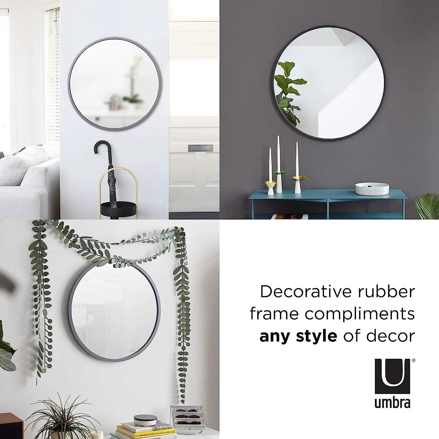 Round Rubber Wall Mirror 37 Inch Diameter With Protective Rubber Frame from PriceLows™