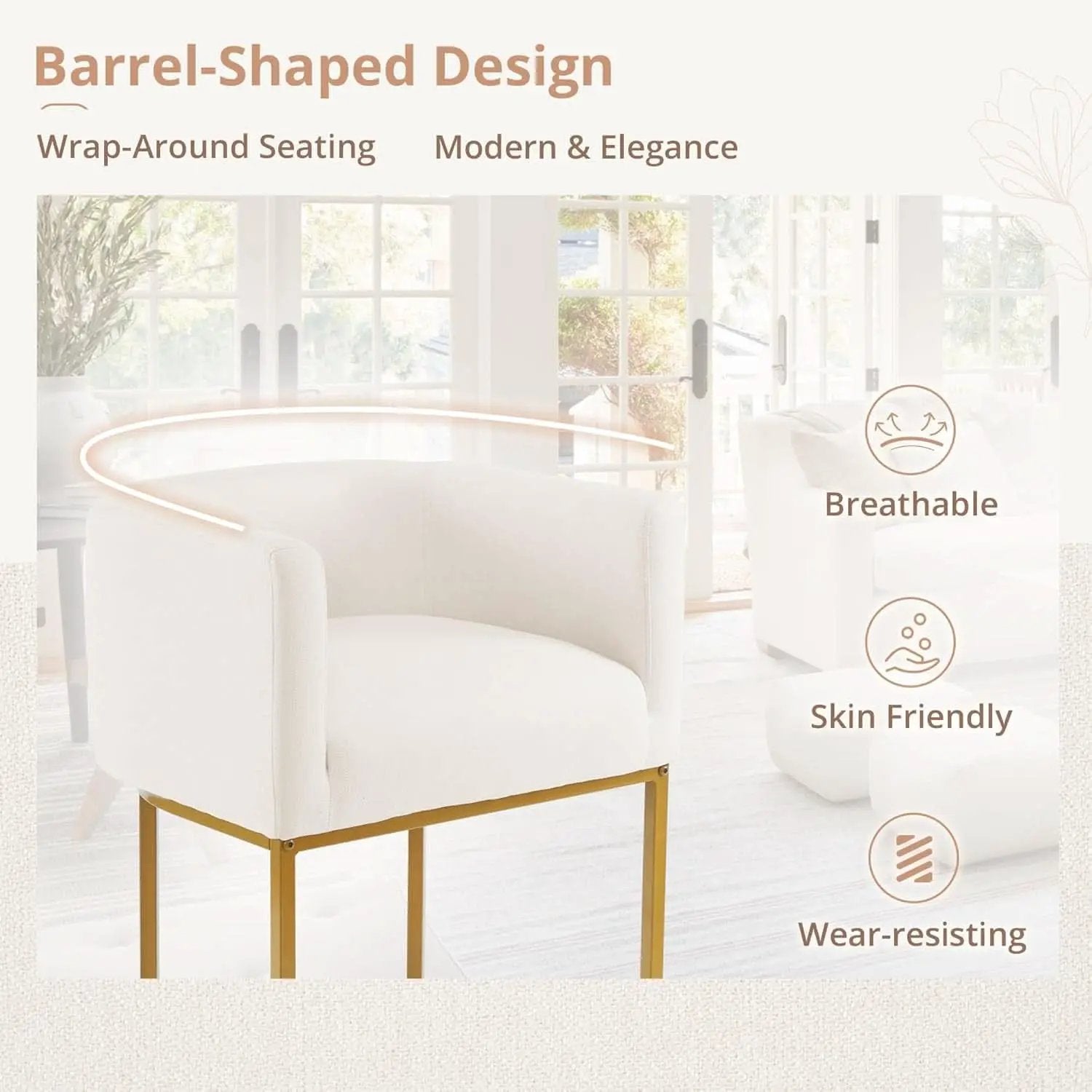 27 Inch Counter Height Bar Stools With Backrest And Arms Gold Metal Frames Beige Linen Upholstery from PriceLows™