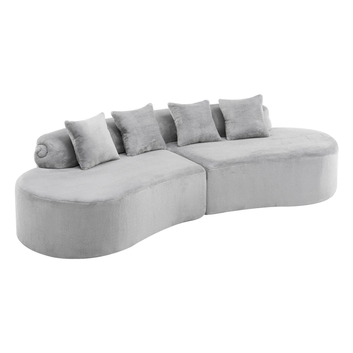 Modern Curved Sofa With Pillows | 111.4 x 37.8 x 26.8 in | Fabric | Living Room