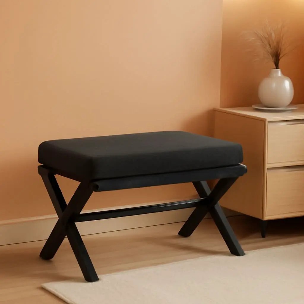 Foldable Foot Stool Black For Contemporary Living Room from PriceLows™