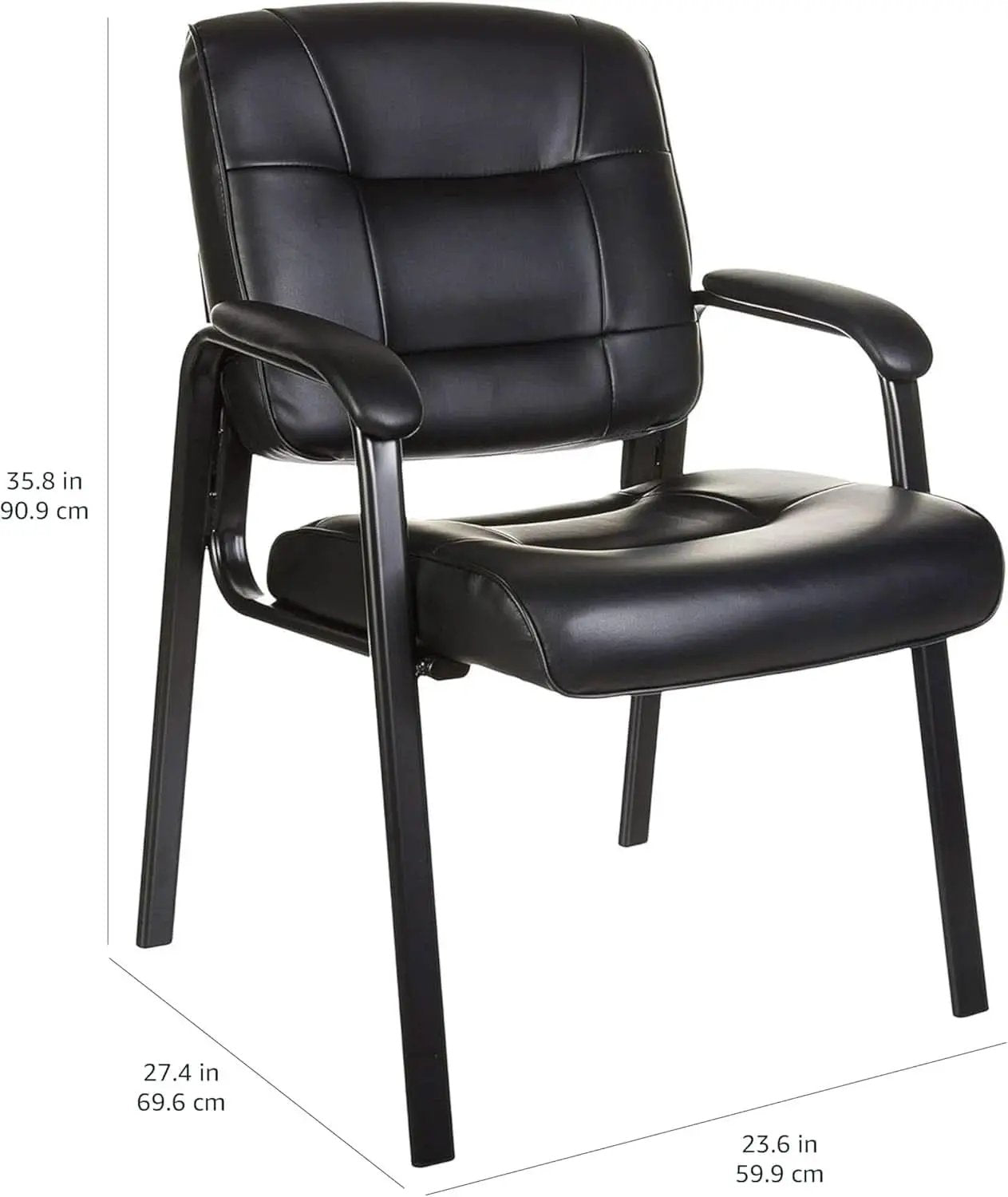 Black Faux Leather Office Guest Chair With Metal Frame from PriceLows™