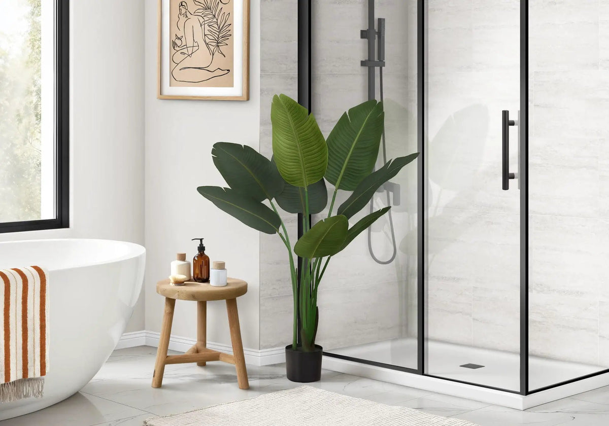 44 Inch Artificial Bird Of Paradise Tree | 8 Adjustable Leaves | Indoor Faux Floor Plant | Potted