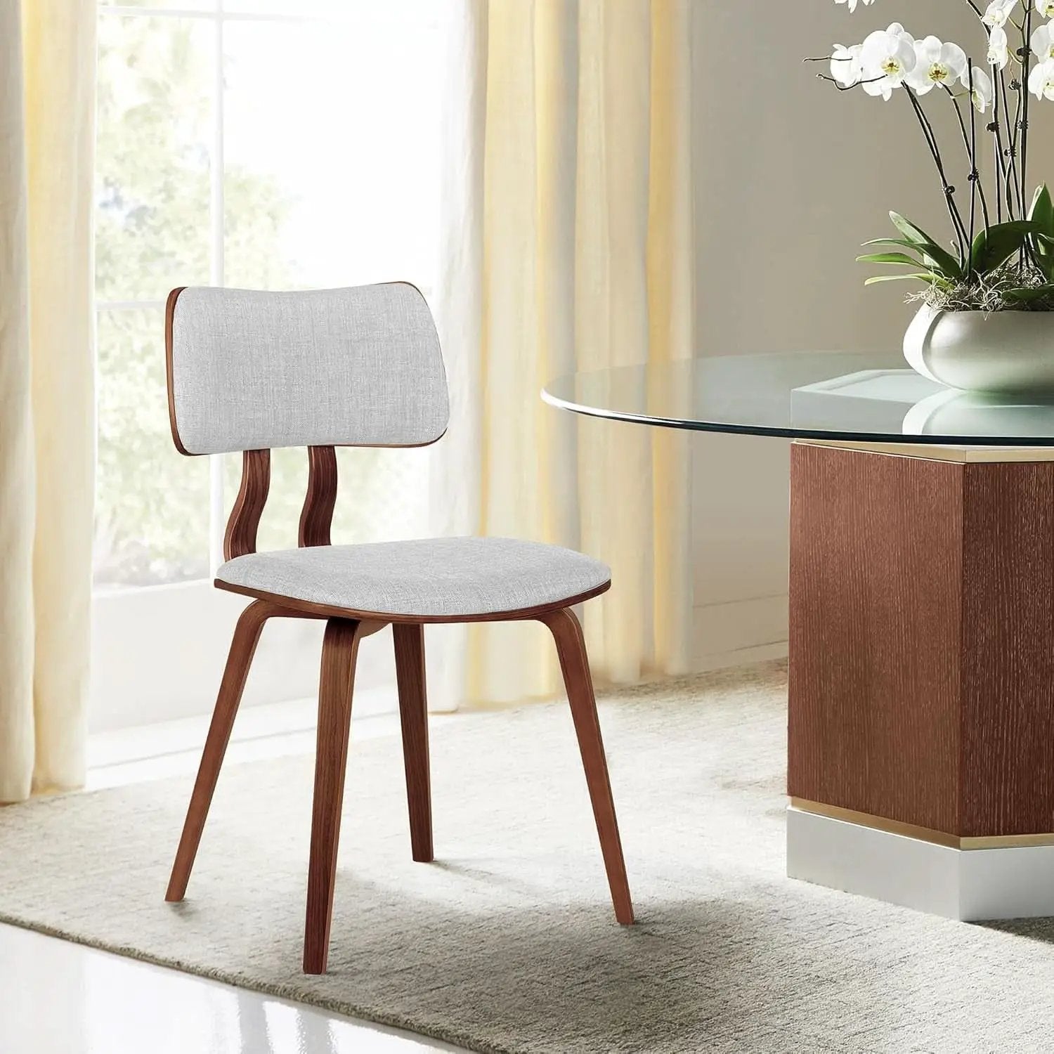 Jaguar Mid Century Modern Dining Chair Grey Fabric Walnut from PriceLows™