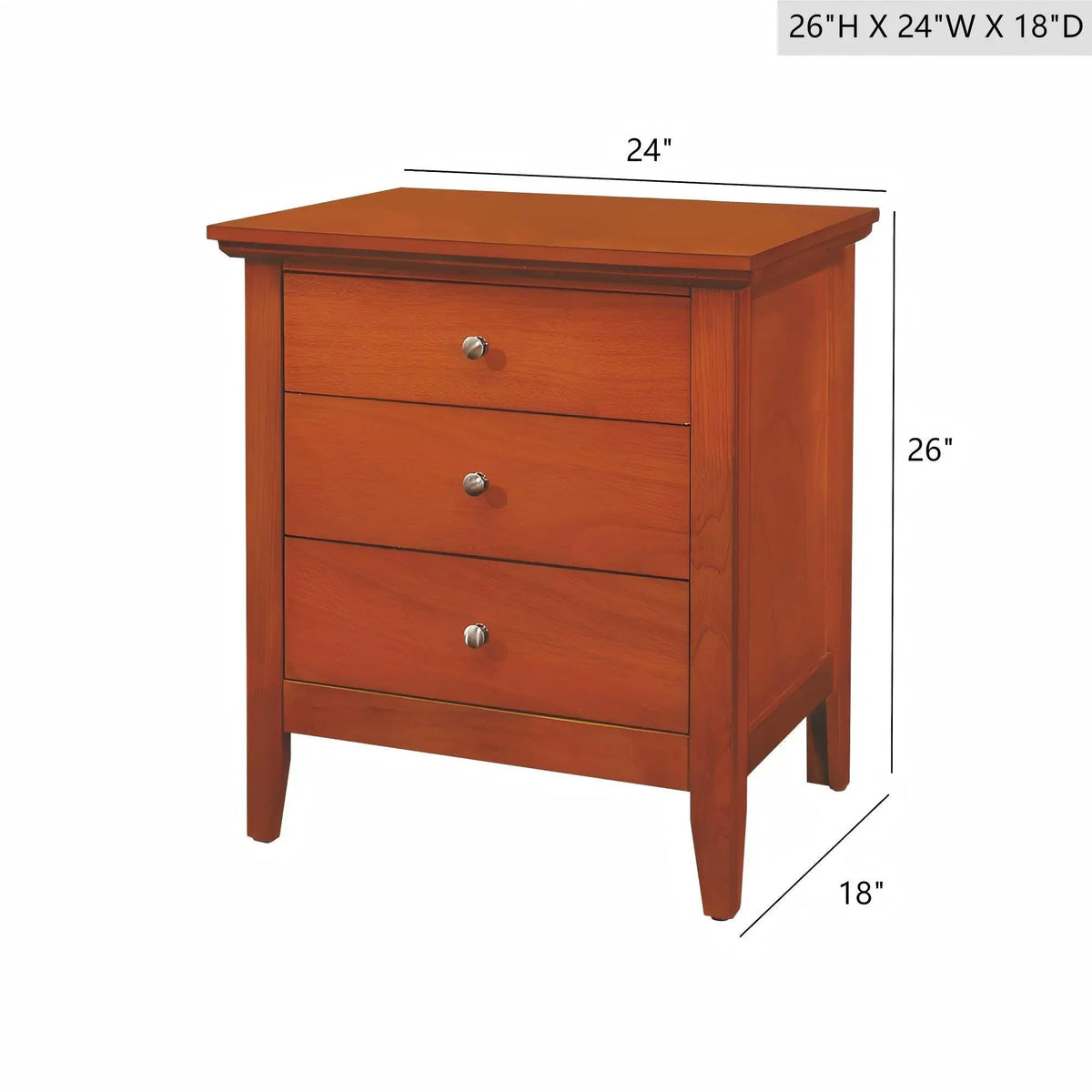 3 Drawer Nightstand | Real Wood Veneer | Dovetail Joints | Fully Assembled