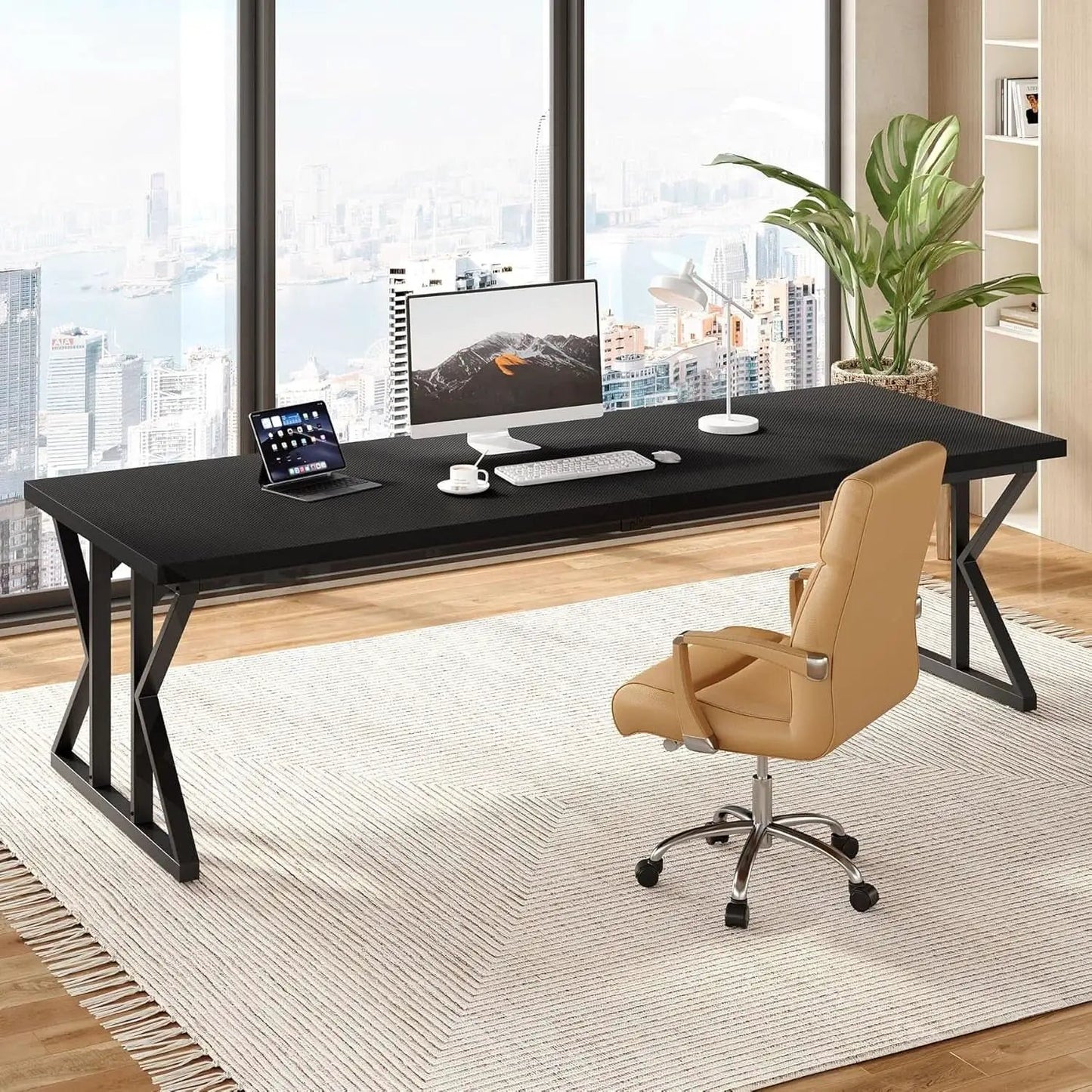 78.7 Inch Large Black Executive Desk Office Workstation from PriceLows™