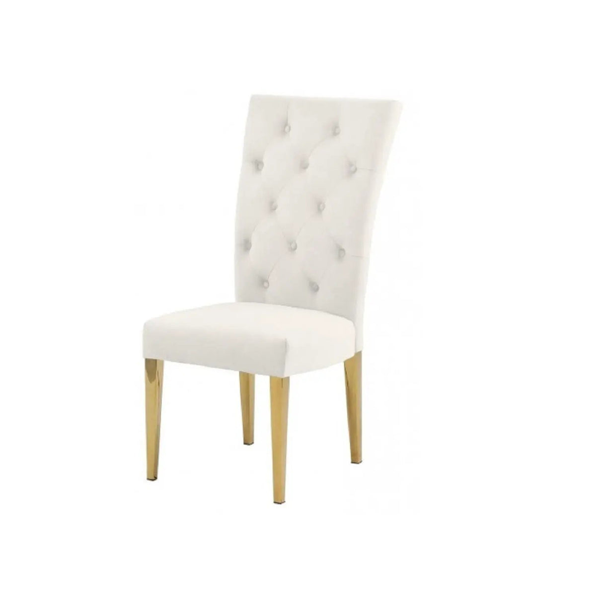 Upholstered Dining Chairs | Tufted Back | Stainless Steel Base | Set Of 2
