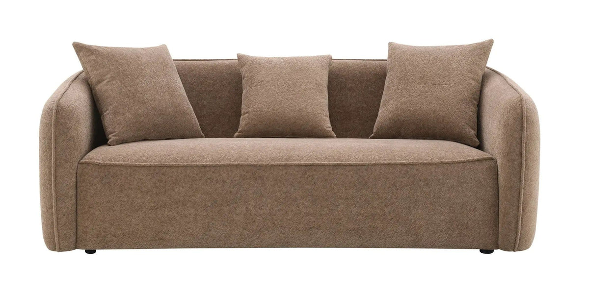 Keith Sofa With 3 Matching Color Toss Pillows | 2 Pieces | Fabric & Plywood | Living Room