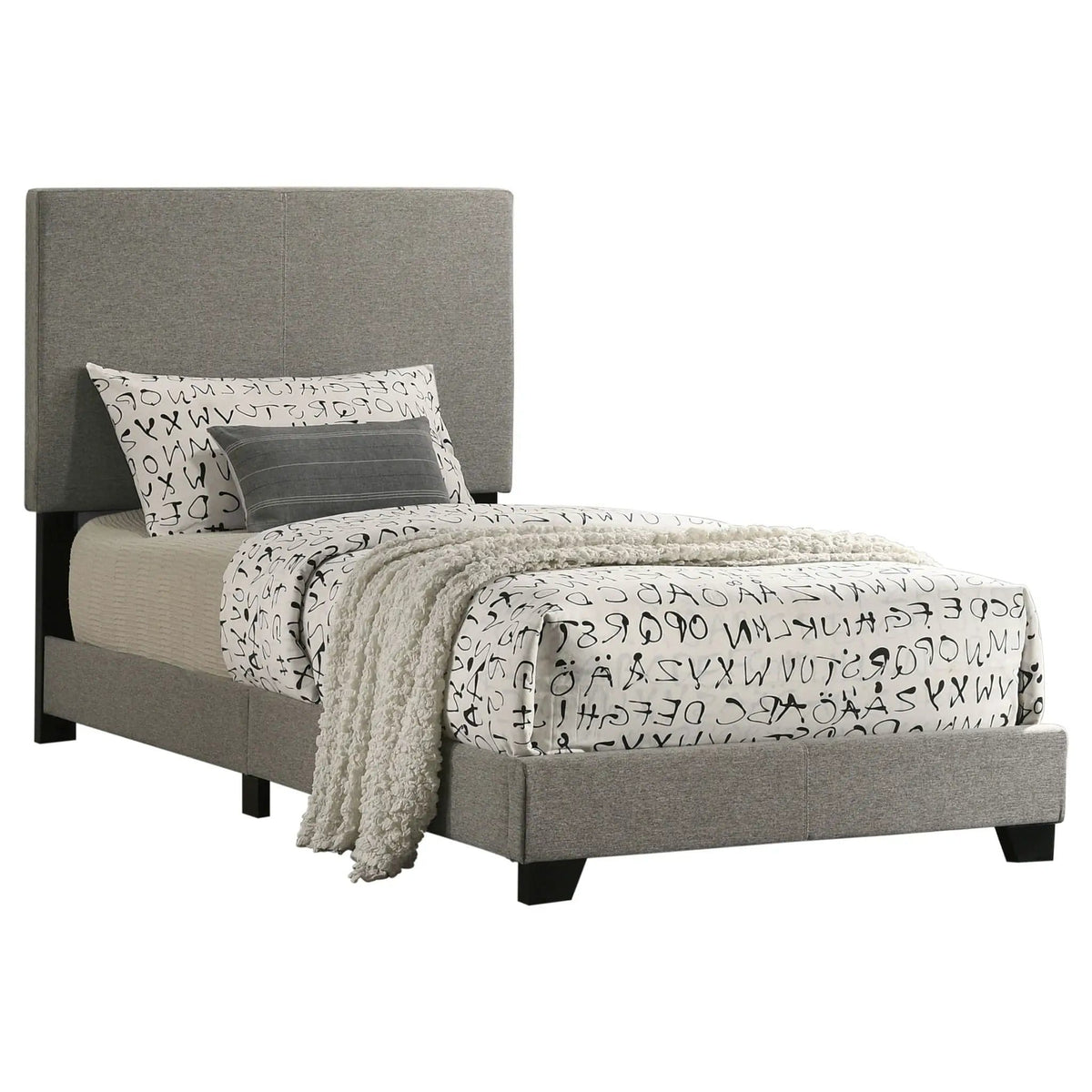 Dorian Fabric Upholstered Twin Panel Bed | 43 x 81.25 x 45.75 in | Fabric & Wood | Taupe