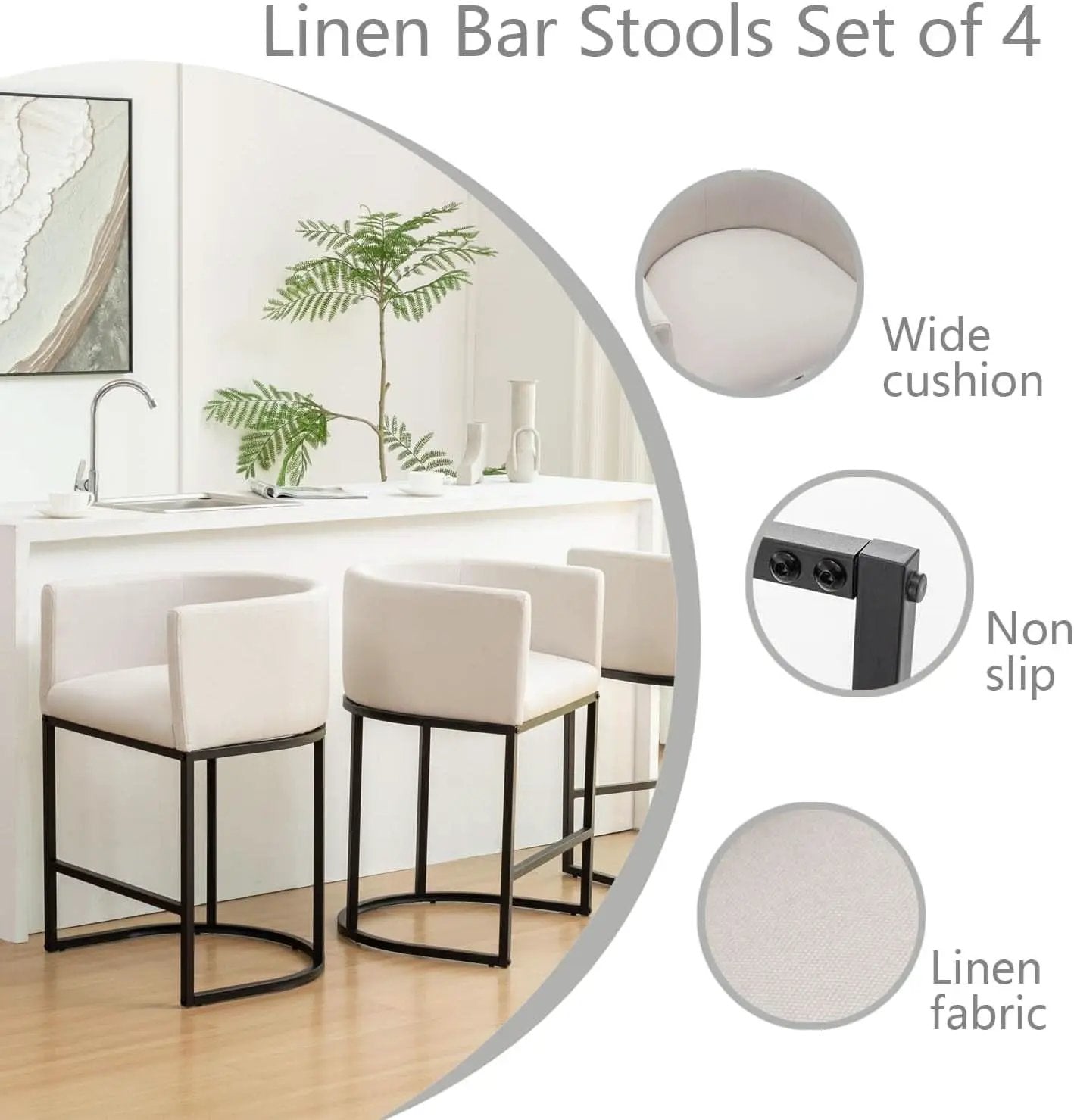 Modern Barrel Counter Height Bar Stools Set of Four from PriceLows™