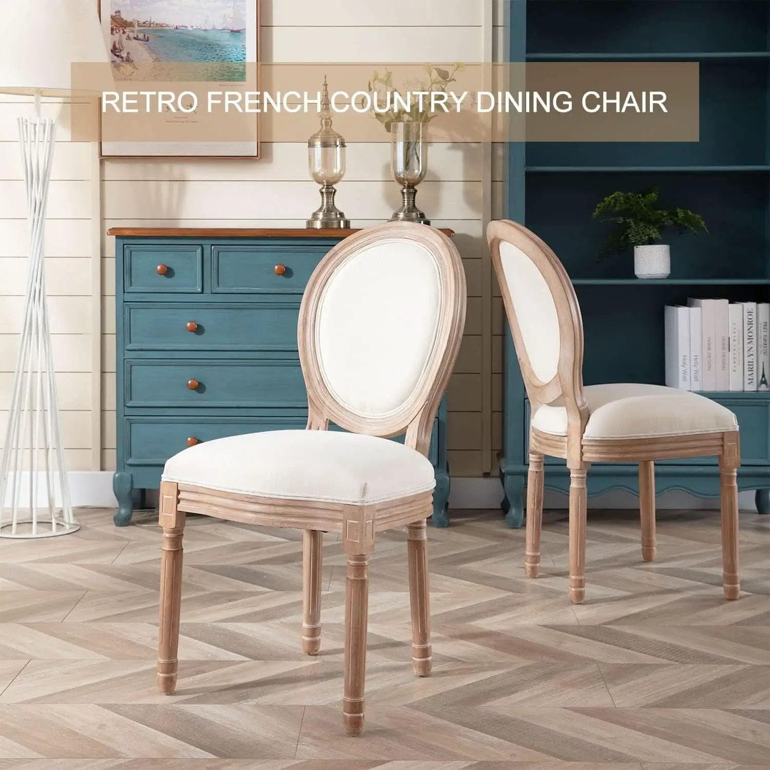 French Country Dining Chairs Set Of 4 With Carved Solid Wood Frames from PriceLows™