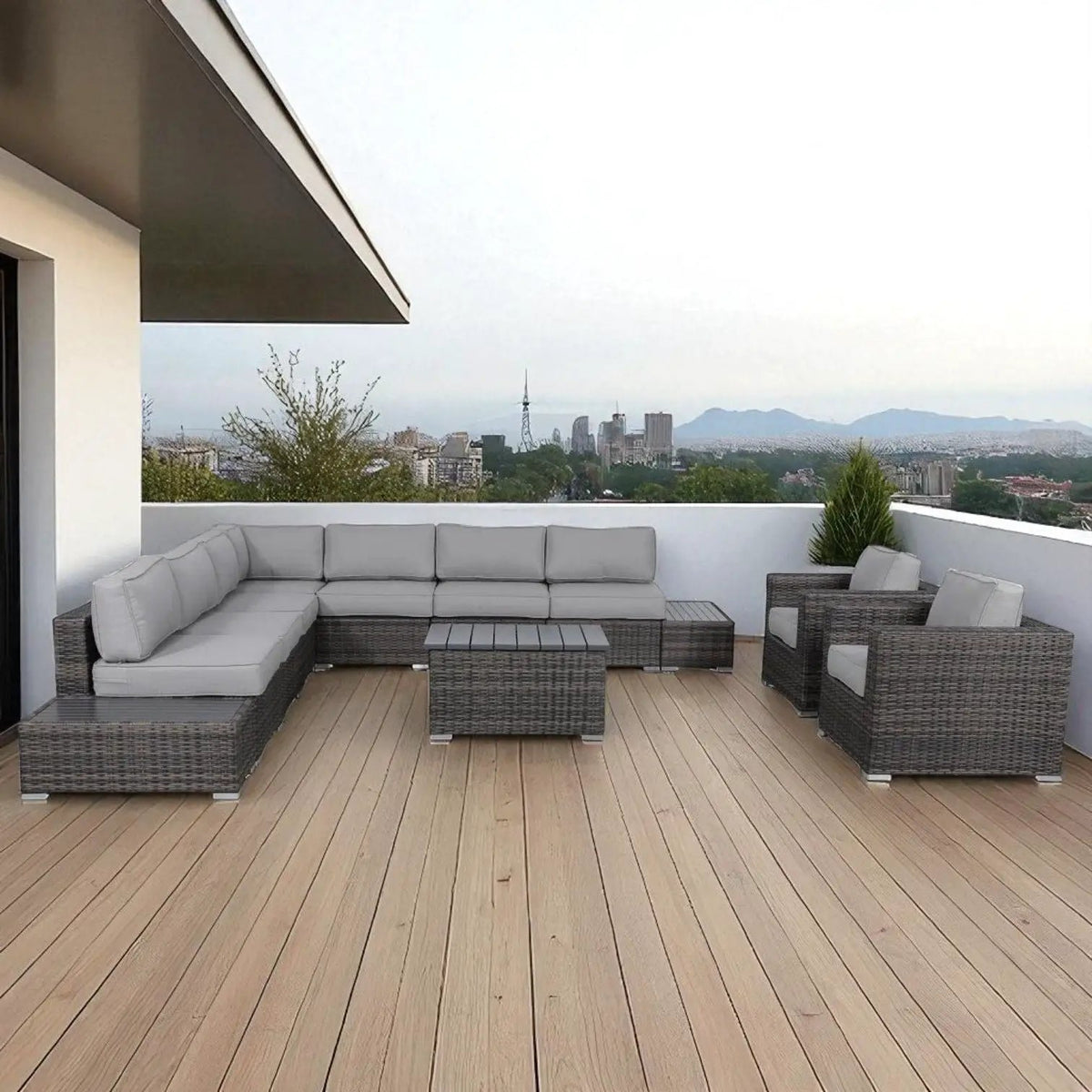 Outdoor Sectional Set | Handcrafted Wicker | Ultra-Soft Cushions | Entertainment Seating